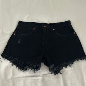Wrangler Black Distressed Jean Shorts Frayed Hem